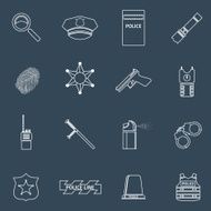 Police icons outline