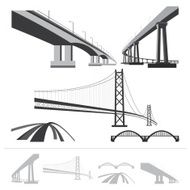 set of bridges vector silhouette collection isolated on white background