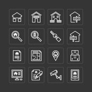 Vector flat icons set of real estate property outline concept