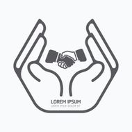 Hand holding business logo design safety care concept N2