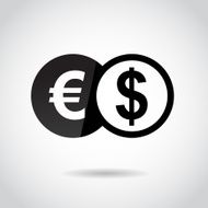 Euro and dollar Icon isolated on white background