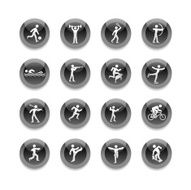 Black Round Icons - Different Sports