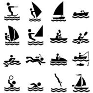 Water Sports Icons - Black Series