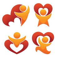 man hearts love and life emblems