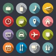 Set of flat airport and airline services icons