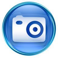 Camera icon blue isolated on white background