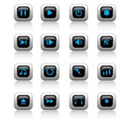 Media LED Icons Set ( blue )