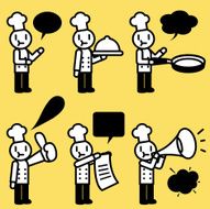 Cute Icon Set Chef and Food Service
