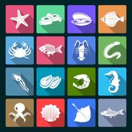 Seafood icons set white