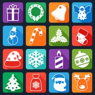 Christmas icons set flat N3