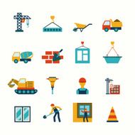Construction flat icons set