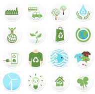Beautiful Icon Set Green Environmental Conservation Sustainability