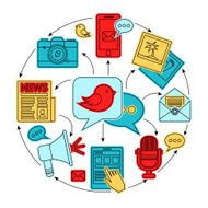 Media flat line illustration