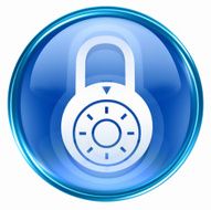 Lock off icon blue isolated on white background