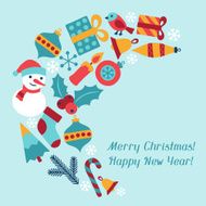 Merry Christmas and Happy New Year invitation card N2