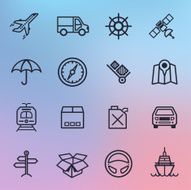 Transportation &amp; Travel Line Icons
