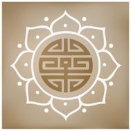 Vector Shou Symbol with Lotus Flower Illustration