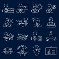 Business and management icons outline