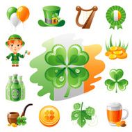 Irish traditional symbols icon set