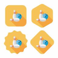 Bowling game flat icon with long shadow eps10 N2
