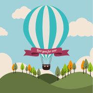 Air balloon over landscape background vector illustration