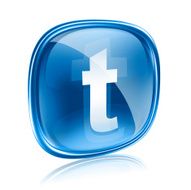 Twitter icon glass blue isolated on white background