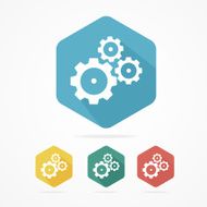 Gear icon set Flat design style