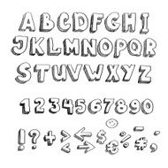 Vector hand drawn alphabet lowercase and punctuation