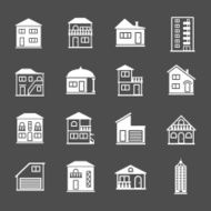 Set of house icons Real estate and building collection