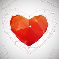 Polygonal geometric red heart