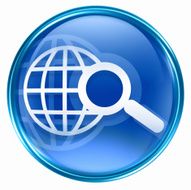 search and magnifier icon blue isolated on white background
