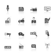 Journalist reporter icons set