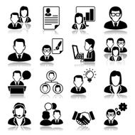 Icons set with reflection Business people