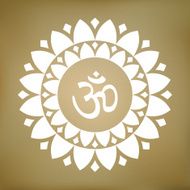Vector Lotus Mandala with Om Symbol Illustration