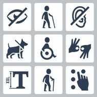 Disabled releated vector icons set