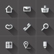 Set of website menu icons Flat design