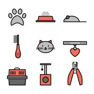 Set of pets icons cat symbols