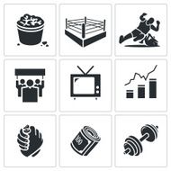 Wrestling Vector Icons Set N2