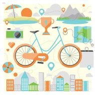 Riding a bike flat illustration