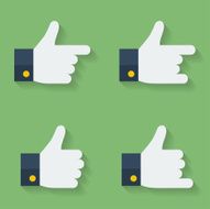 Thumbs up icon set Flat style