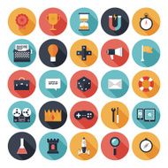 Game design vector icons in colorful circles