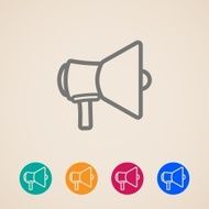 vector icon set with a megaphone or loudspeaker in flat