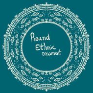 ethnic round frame with a pond fish crabs ornamental
