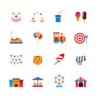 Amusement Park Icons Flat N2