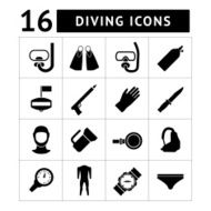 Set icons of diving