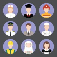 Professions avatar flat icons set