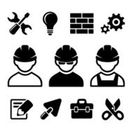 Industrial worker icons set