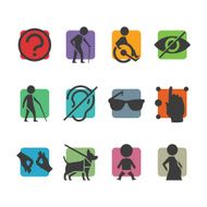 Vector colorful icon set of access signs