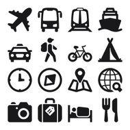 Travel flat icons Black