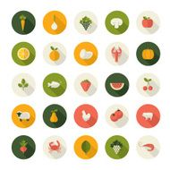 Set of flat design icons for food and drink